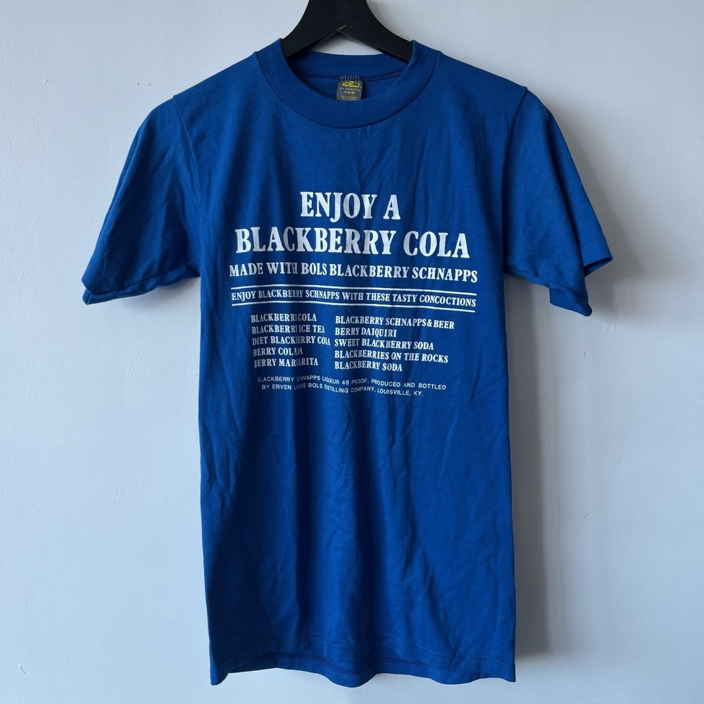 Vintage Bols Blackberry Schnapps Cola Small T-Shirt Advertising Cocktail 80s